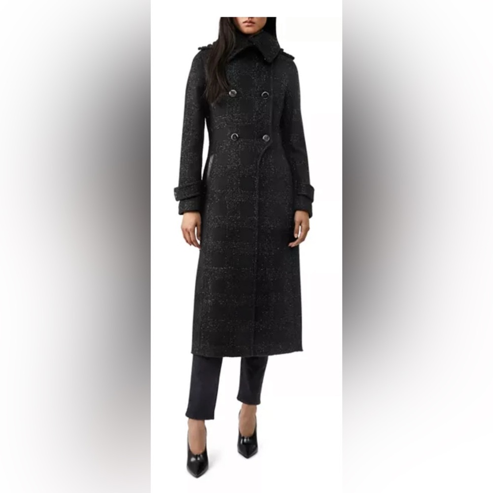 $1,190 MRSP | Mackage - Elodie Shimmer Double-Breasted Button Front Coat | XS